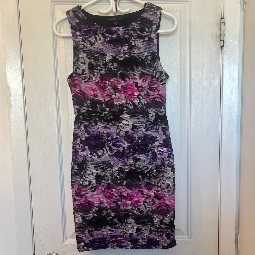 Material Girl Purple and Pink Floral Mini Dress